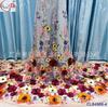 Material para vestido de noche bordado fondo grueso flor grande 3D malla transparente vestido aplique tela de encaje bordado