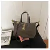 Bolso de mano de lona a rayas azul denim, bolso simple y versátil, bolso de hombro para mujer, bolso cruzado de moda de alta gama