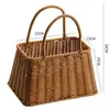 Bolso Tejido a Mano Cesta Bolso de Mano Souvenir Almacenamiento de Bolsos Paja Mimbre Cesta de Ratán Cesta de Imitación de Ratán Cesta de Flores de Mimbre