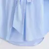 Ropa de Mujer Europea y Americana Transfronteriza Aliexpress Venta Caliente Moda Casual Sin Mangas Rayas Lazo Camisa
