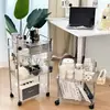Estante de almacenamiento de carrito pequeño transparente de fábrica personalizado, estante de almacenamiento de plástico móvil, estante de almacenamiento de acrílico para cocina y baño