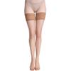 Medias Sexy Transparentes Qinghe con Encaje y Silicona Antideslizantes para Mujer, Delgadas, Efecto Piernas Desnudas, Altas por Encima de la Rodilla