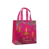 Bolsa Não Tecida Nova de Diwali Transfronteiriça, Linda Bolsa de Mão para o Festival da Lâmpada de Óleo Roxa, Bolsa Impermeável Criativa Personalizada para Levar