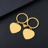 Llavero transfronterizo de acero inoxidable para pareja, imán con forma de corazón, material en blanco, regalo de vacaciones, llavero de metal con grabado