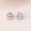 Pendientes de Plata con Aguja de Plata Estilo Yuan Quan Simple Europeo y Americano Zirconio Hueco Patrón Tridimensional con Baño Completo de Diamante Pendientes de Moda para Viajero