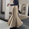 Falda Larga de Punto de Piel de Visón Nueva Otoño/Invierno 2025 para Mujer, Falda Bodycon Elegante Adelgazante de Cintura Alta Espesa Estilo Sirena