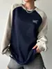 Moletom Pulôver para Casal com Mangas Raglã, Gola Redonda, Forrado com Fleece Outono e Inverno Feminino, Espessado, Sem Capuz, Modelagem Solta, Top Quente de Manga Longa