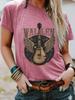 Camiseta Casual Europeia e Americana WALLEN Estampa de Disco de Guitarra Transfronteiriça Verão Gola Redonda Manga Curta em estoque Top para Mulheres