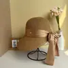 Sombrero de Paja con Lazo de Cinta Estilo Francés para Mujer, Sombrero de Protección Solar, Sombrero de Verano Que Hace que la Cara Parezca Más Pequeña, Sombrero de Playa para Salidas a la Orilla del Mar, Sombrero para el Sol