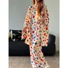 Conjunto nuevo de pijama casual estilo francés para mujer, primavera y otoño, con lunares, manga larga, pantalón largo, ropa de casa, se puede usar para salir