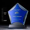 Troféu de cristal de estrela de cinco pontas azul criativo empresa Empresa Prêmio Excelente Pessoal Cartão de autorização de cristal