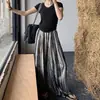Calça Wide Leg de Algodão e Seda para Mulheres, Emagrecimento, Fina, Adequada para Usar em Casa e ao Ar Livre, Calça Wide Leg Casual Solta, Cintura Alta, Versátil, Efeito de Caimento de Verão