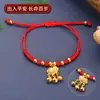 Festival del Bote del Dragón Candado de Longevidad Dorado y Plateado Pulsera de Nudo Vajra Cuerda de Colores para Niños Pulsera de Tendencia Nacional Cuerda Roja Tejida a Mano para Bebé