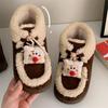 Botas de Nieve Cuadradas Divertidas con Forro de Polar Rojo, Zapatos de Algodón Cálidos Retro con Cordón de Moda, Estilo Ins