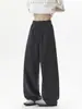 Pantalones Largos de Pierna Ancha Rectos, Holgados, Versátiles, de Seda Helada, Estilo Americano de Verano, a la Moda, con Corte Diagonal para Hombre