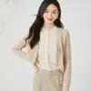 [Lã de Ovelha] Camisa de Ar Condicionado Retrô de Alta Qualidade para Início de Outono Suéter Sexy de Lã Vazado Cardigan Tricotado Jaqueta para Mulheres