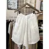 Shorts de algodão e linho estilo retrô de perna larga para mulheres, calças de verão leves e respiráveis de algodão e linho no joelho, soltas e versáteis, calças casuais de comprimento médio plus size