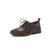 Zapatos Casuales de Cuero con Parches Blancos Cómodos de Piel de Oveja Completa 2026 Primavera Tacón Medio Suela Gruesa Piel Genuina Corte Profundo con Cordones Zapatos para Mujer
