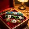 Pulsera de Oro 14K Cloisonné Nueva Chinoiserie Esmalte Flor de Goteo de Aceite Colorida Pulsera de Apertura de Primavera Pulsera Chinoiserie