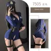 Lencería Sexy de Discoteca Uniforme de Cosplay de Policía Tentación Estilo Abstinencia Body Sexy con Cremallera Abierta en la Entrepierna Sin Quitar