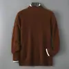Suéter 100% Lã Pura Masculino Gola Alta Meia Cor Sólida Pulôver Roupa Íntima Casual Suéter de Caxemira Malha Solta Camisa Base