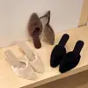 Mules de tacón alto con punta elegante, peludos, a la moda para otoño e invierno, adelgazantes, nuevo modelo 2026, tacones de aguja sexys