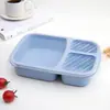 Caixa de Almoço de Palha de Trigo com Tampa Compartimento de Plástico Bandeja de Refeição para Estudante Caixa de Almoço para Dormitório e Escritório Caixa de Almoço Portátil