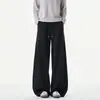 Calça de moletom retro americana resistente com bainha curva para homens, calça de perna larga reta da moda plus size, solta e modeladora, calça esportiva versátil