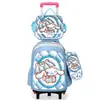 Mochila Escolar Transfronteiriça 3D Casca Dura Couro Concavo-Convexo Aluno do Ensino Fundamental Mochila de Rodinhas 5-12 Anos Desenho Animado Conjunto de Três Peças Mochila