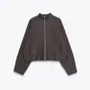Ropa de Mujer Transfronteriza 2025 Nueva Moda Otoño Versátil Casual Simple Cuello Alto Cremallera Manga Larga Cardigan de Punto Chaqueta