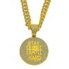 Colgante de diamantes con letras en inglés "Explosions Keep Calm", estilo hip hop europeo y americano, joyería de moda para hombre.