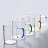 Taza de Vidrio de Borosilicato Alto para el Hogar con Asa Asa de Color Taza de Agua Taza para Oficina en Casa Taza de Agua para Hombres y Mujeres Taza de Té