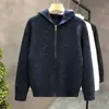 Cárdigan con Capucha y Cremallera para Hombre Invierno Tendencia Casual Tejido de Punto Estilo Perezoso Holgado para Hombre Chaqueta Gruesa de Punto