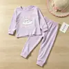 Nuevo conjunto de ropa interior para niños otoño e invierno 2026, pijama para niñas, ropa de otoño para bebé, pantalones de otoño, ropa para casa con forro polar para niñas pequeñas