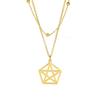 Collar coreano de doble capa estilo transfronterizo europeo y americano con colgante pentagonal de estrella de cinco puntas de acero inoxidable 304 para mujer