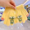Luvas quentes para crianças bebê inverno meninos e meninas crianças cinco dedos malha rosto sorridente tridimensional sapo luvas de bebê