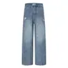 Pantalones de Mezclilla Lavados Rasgados Retro Gradiente para Hombre con Bolsillo con Bordado Punk, Pantalones Rectos Holgados