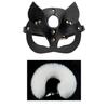Máscara Cosplay SM Sexy Casal Provocando Plug Anal de Metal Cauda Escrava Feminina Ensinada Punição Suprimentos para Adultos