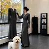 Vestido de punto con cuello estilo francés para mujer, nueva colección otoño e invierno, entallado a la cintura, adelgazante, vestido largo maduro y elegante