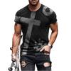 Verão Europeu e Americano Transfronteiriço Masculino 3D Estampa Digital Masculino Casual Versátil Manga Curta Jovem Tendência Gola Redonda Camiseta Masculina