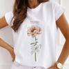 Camiseta básica ZN089 con estampado de rosas transfronterizas, de manga corta y cuello redondo, informal y distintiva para mujer