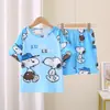 Ropa de Casa para Niños 2025 Verano Nuevo Versión Coreana Dibujos Animados Lindo Niños y Niñas Manga Corta Shorts Traje de Casa Venta al por Mayor