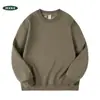 Nueva camiseta de manga larga pesada estilo americano para hombre, adecuada para otoño e invierno, corte holgado, base blanca lisa con forro polar