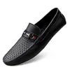 Zapatos de Piel de Vaca de Primera Capa para Hombre, Nuevos Zapatos Casuales Transpirables de Malla de Verano, Zapatos tipo Mocasín de Piel Genuina de Suela Blanda para Hombre