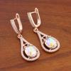 Nuevos pendientes de oro rosa de gran oferta transfronteriza para mujer, de lujo, con circonitas ligeras, de moda europea y americana, joyería de alta gama.