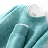 Suéter de cachemira para hombre, jersey de cuello redondo, manga larga, tejido, con bloques de color, corte holgado, casual, talla grande, suéter de lana de color contrastante