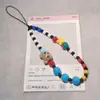 Cadena para teléfono móvil con cuentas de gato rosa Sanrio pintada a mano, linda, anti-pérdida, cuerda para cámara, cadena colgante para teléfono móvil, decoración