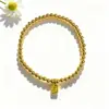 Pulsera Rectangular Colorida Hecha a Mano con Cuentas, Estilo Simple de Lujo de Nicho, Pulsera Elástica Versátil de Cobre, Joyería para Mujer
