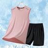 Traje de Seda Hielo Verano 2025 Chaleco y Shorts de Secado Rápido Conjunto de Dos Piezas Malla Transpirable Deportivo Casual Estilo Moderno para Hombre