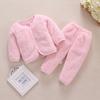 Traje Cálido de Vellón Coral para Niños de Otoño e Invierno, Pijama de Bebé de Dos Piezas para Recién Nacidos, Niños y Niñas, Ropa de Bebé